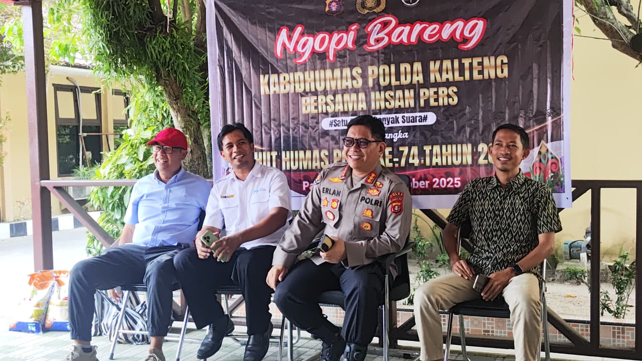 Ngopi Bareng HUT ke-74 Humas Polri, Polda Kalteng Ajak Insan Pers Perkuat Sinergi