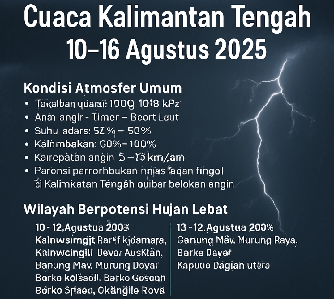 Cuaca 10–16 Agustus 2025: Waspada Hujan Lebat dan Potensi Bencana Alam