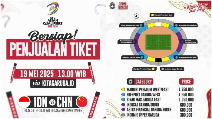 Serbu! Tiket Timnas Indonesia vs China Kembali Dibuka Hari Ini 19 Mei 2025, Begini Cara Dapatnya!