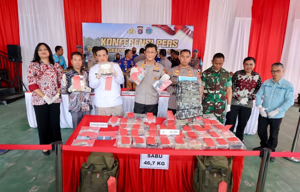 Polda Gagalkan Penyelundupan 46,7 Kg Sabu Lintas Provinsi, 4 Tersangka Ditangkap