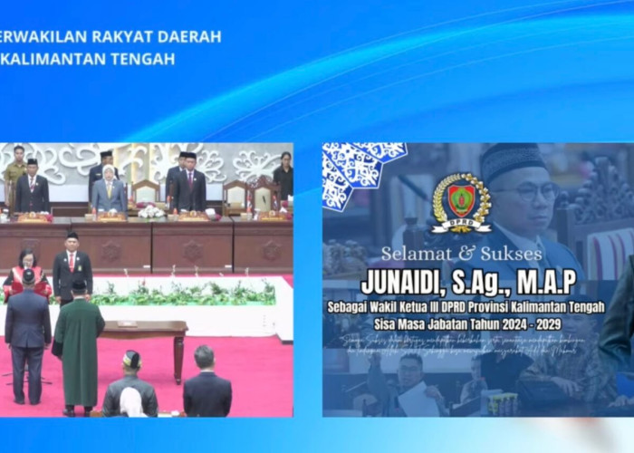 Junaidi Resmi Dilantik Jadi Wakil Ketua III DPRD Kalteng, Gantikan Jimmy Carter
