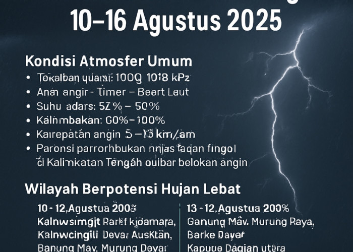Cuaca 10–16 Agustus 2025: Waspada Hujan Lebat dan Potensi Bencana Alam